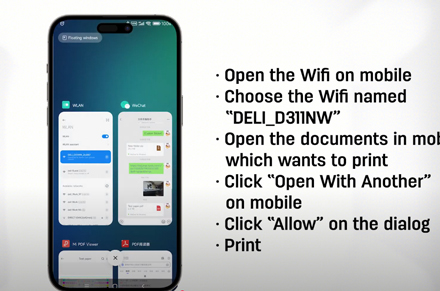 Impressora a jato de tinta D311NW Impressora de impressão inteligente móvel Deli