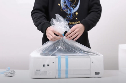 Impressora jato de tinta D311NW Impressora Deli de vídeo desembalagem