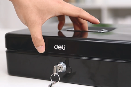 01 Deli ET509 Camadas Duplas Caixa de Dinheiro